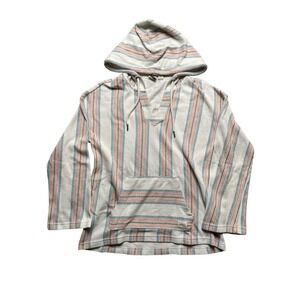 Roxy Striped‎ Hoodie Pullover Poncho Beach Cover Up Sweatshirt Women's M